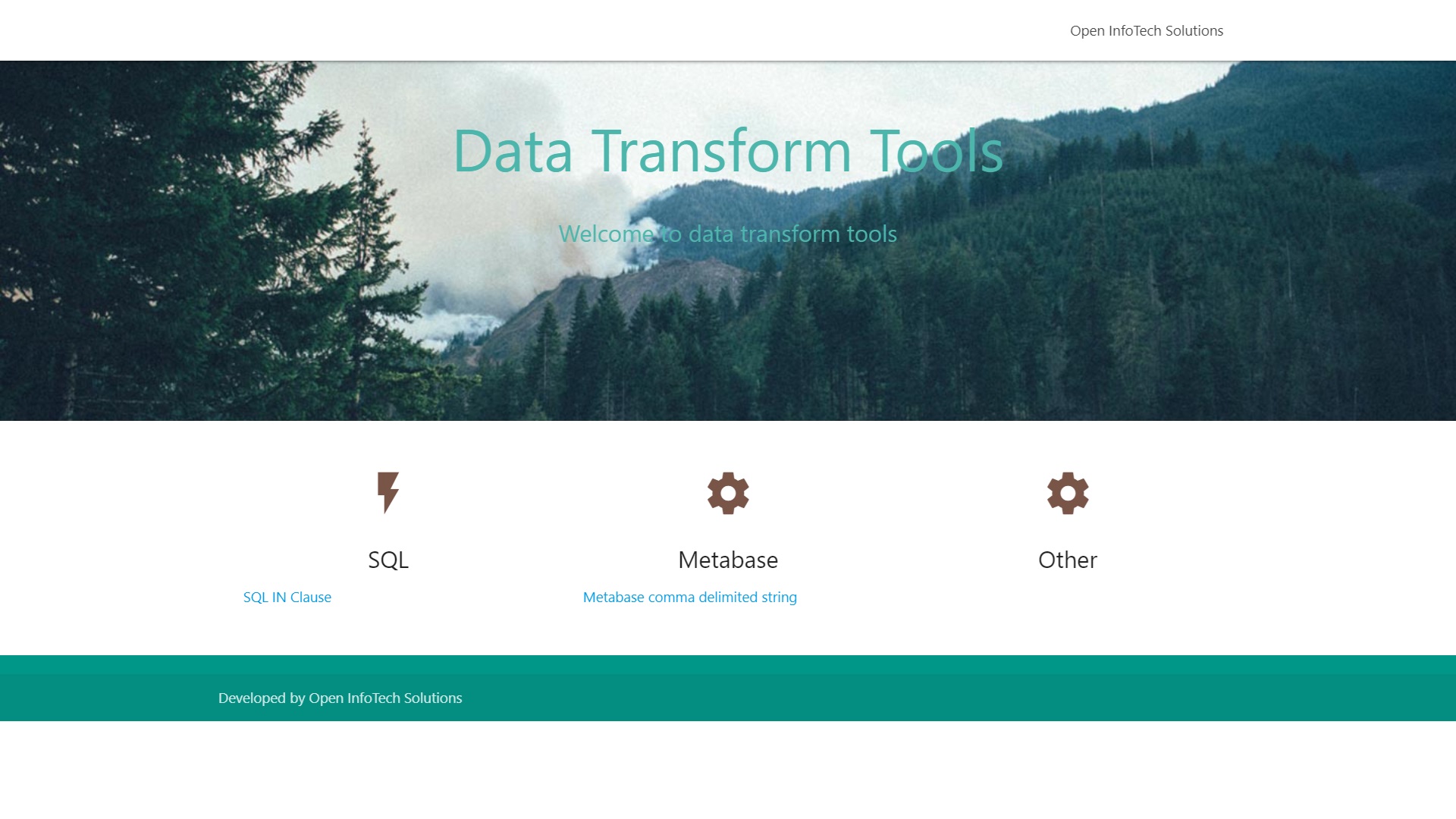 A screenshot of the Data Transform Tools website